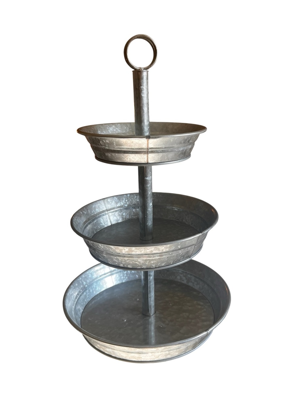 Galvanized Three Tiered Serving Stand - 3 Tier Metal Tray Platter - Picture 5 of 13